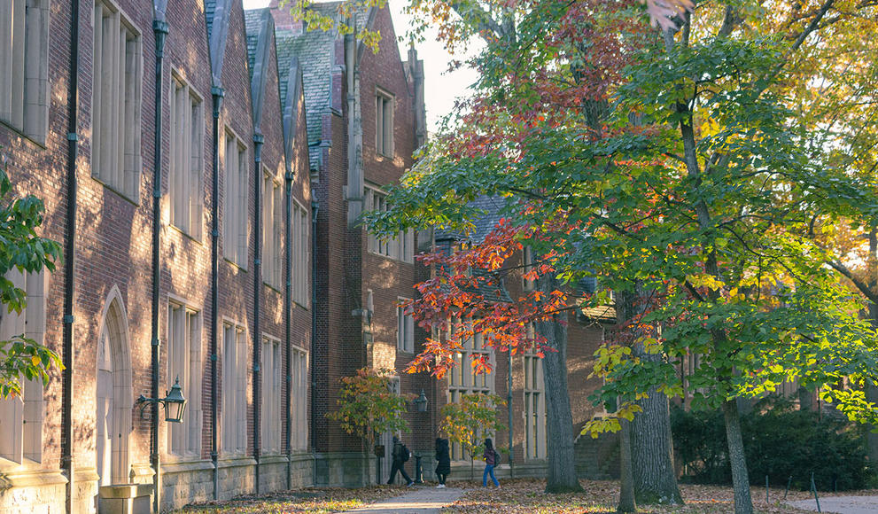 Buildings on campus in the fall