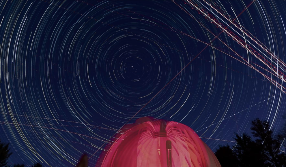 Timelapse photo of Whitin Observatory. 