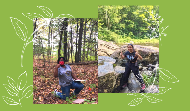 image collage of Jada and and Angela in the woods