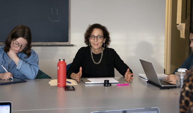 Peggy Levitt teaching a sociology class in fall 2022.