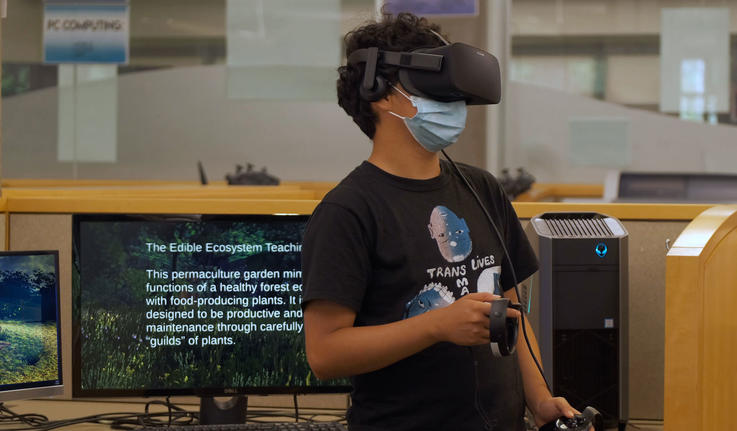 a person wearing VR glasses