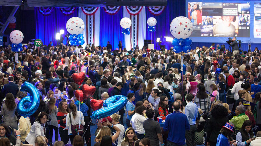 election watch event crowd overview