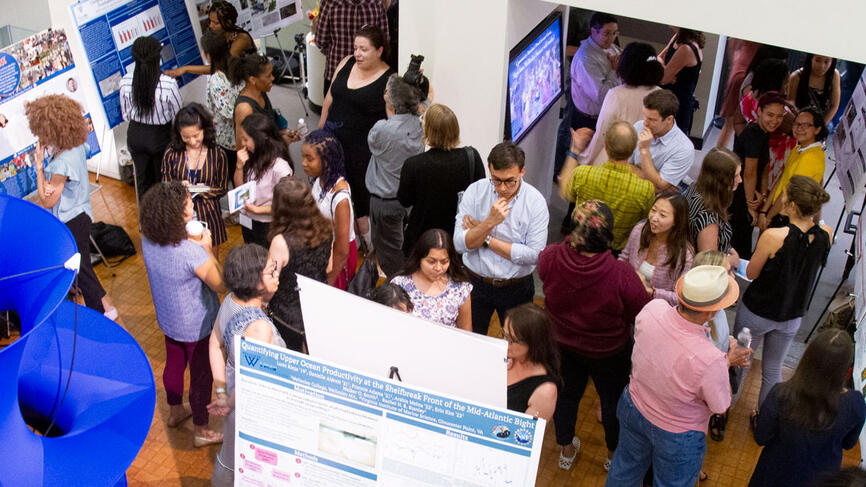 A bird's eye view of the poster session in Pendleton atrium