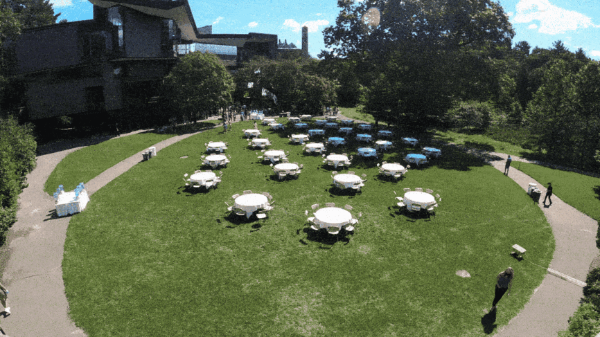 gif of students coming and going from lunch tables