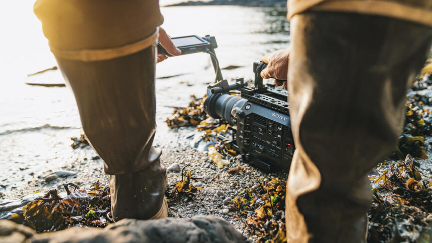 someone filming with a sony camera