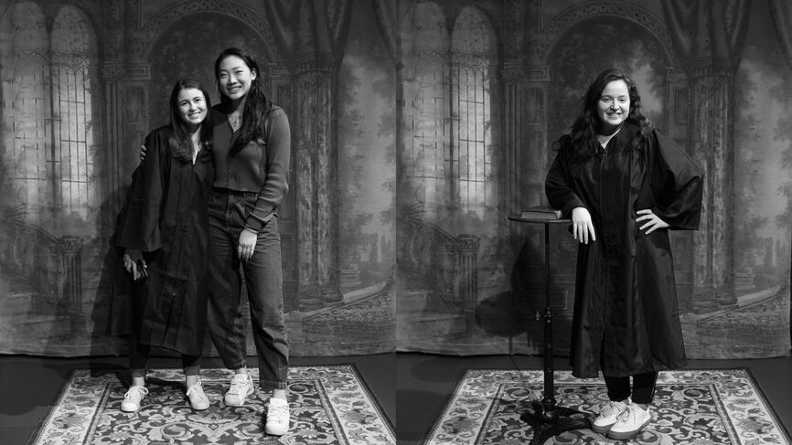 black and white photos of students