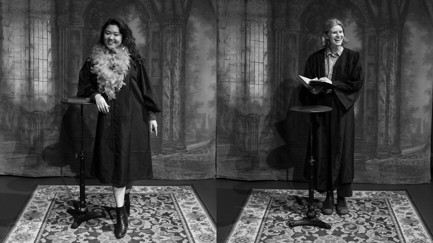 black and white photos of students