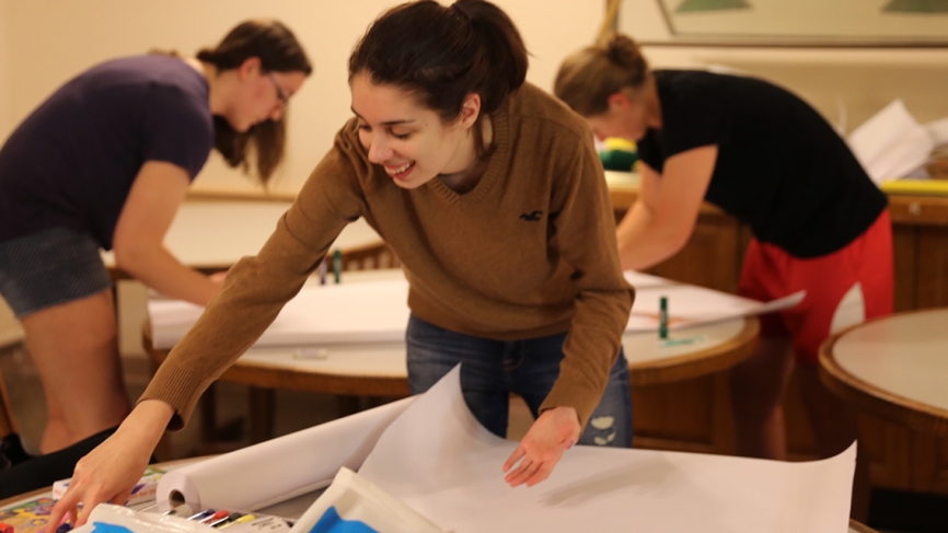 sign-making in Munger Hall