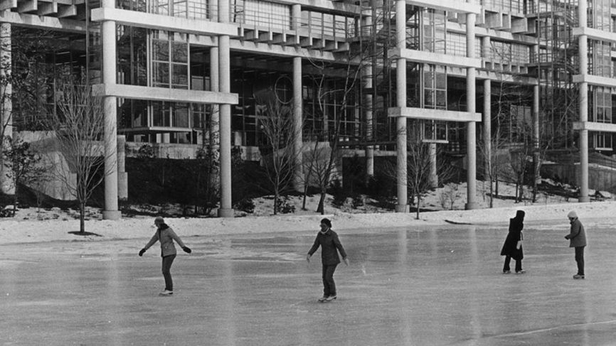 Skating in front of the Science Center, 1978