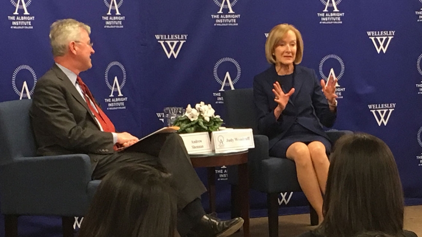 Judy Woodruff sits in conversation with Provost Andy Sheenan