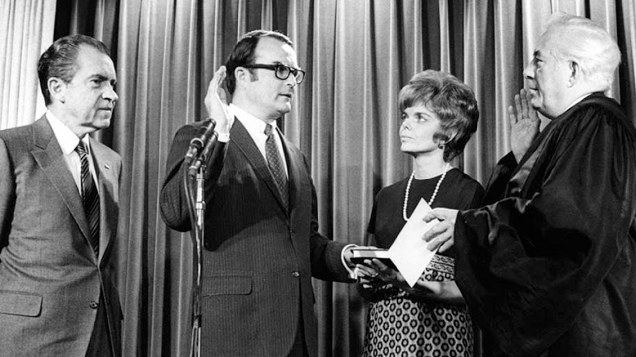 William Ruckelshaus being sworn in as first EPA administrator.