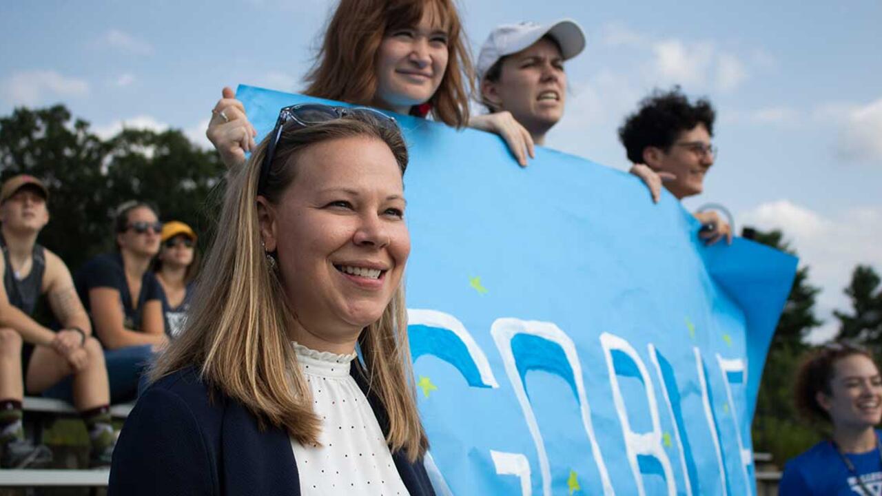 Bethany Ellis watches a game from the stands.