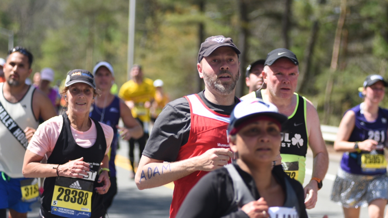 A Wellesley professor runs in the Boston Marathon.