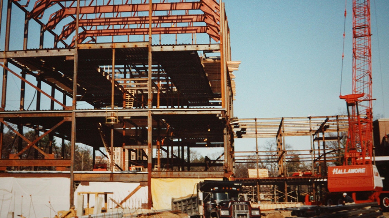 The Davis Museum under construction in the early 90s.