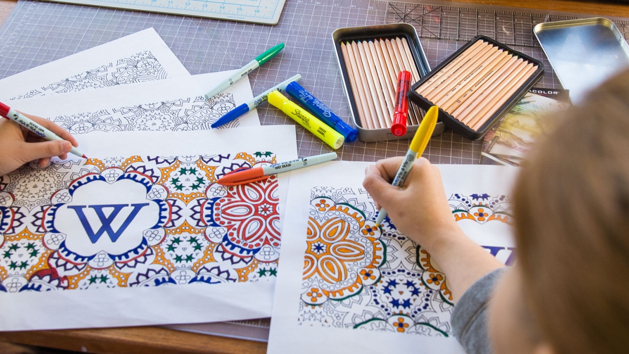 Students try contemplative coloring
