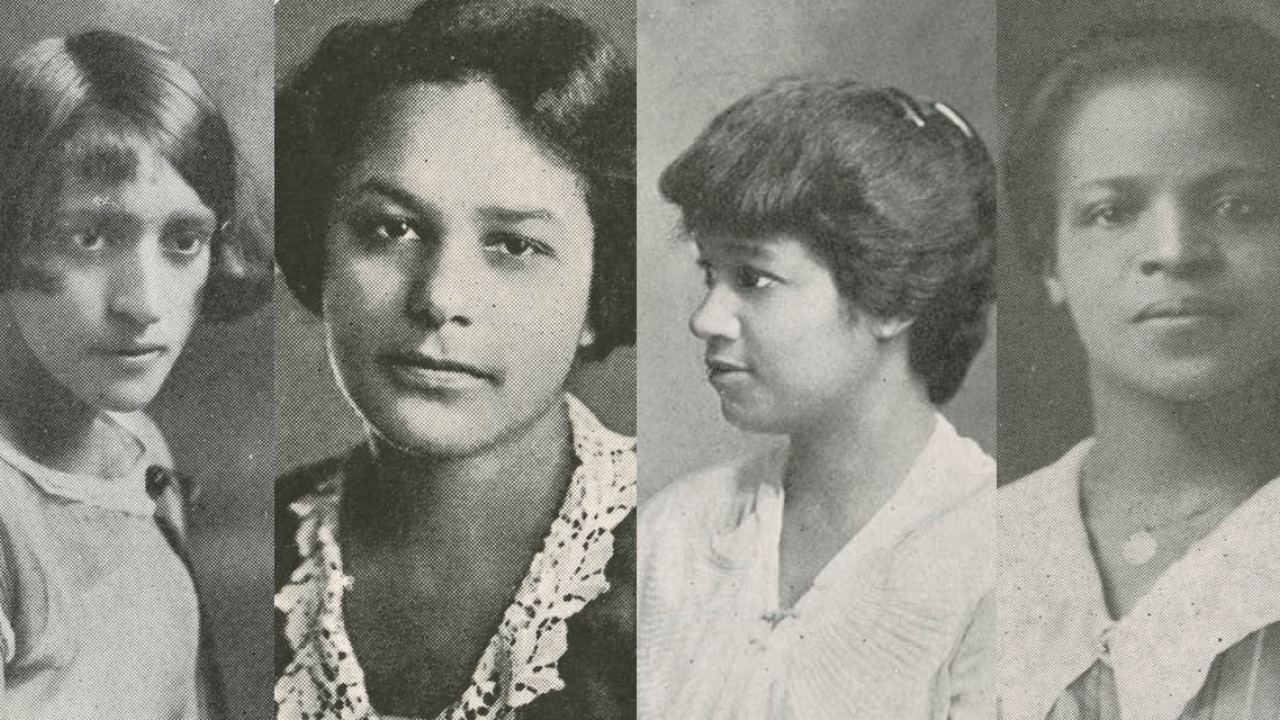 Four black and white portraits of early African American students at Wellesley