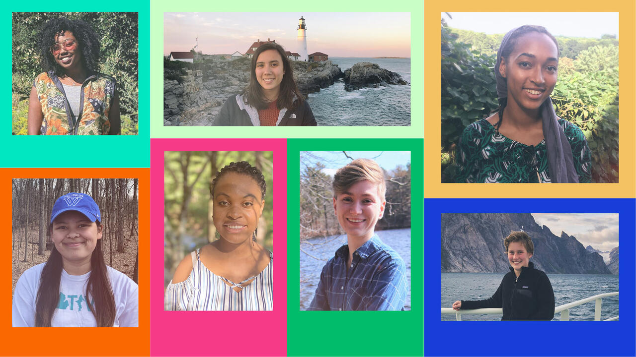 collage of portraits of students with colorful frames