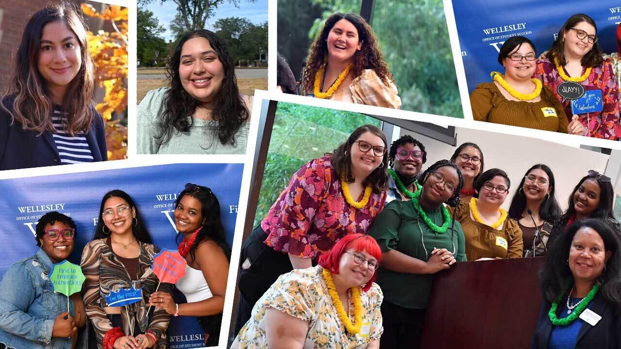 Collage of candid photos of Wellesley's first gen student leaders.