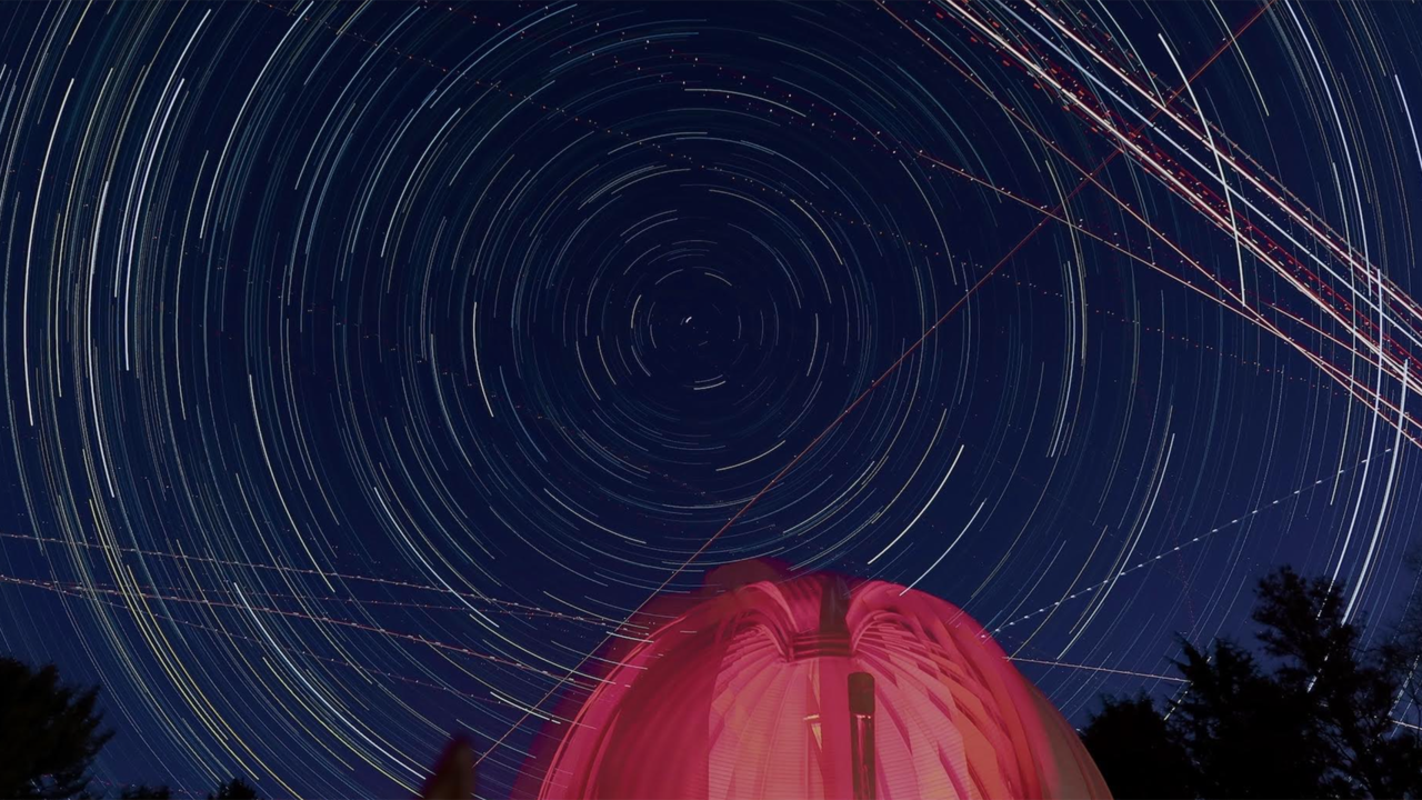 Timelapse photo of Whitin Observatory. 
