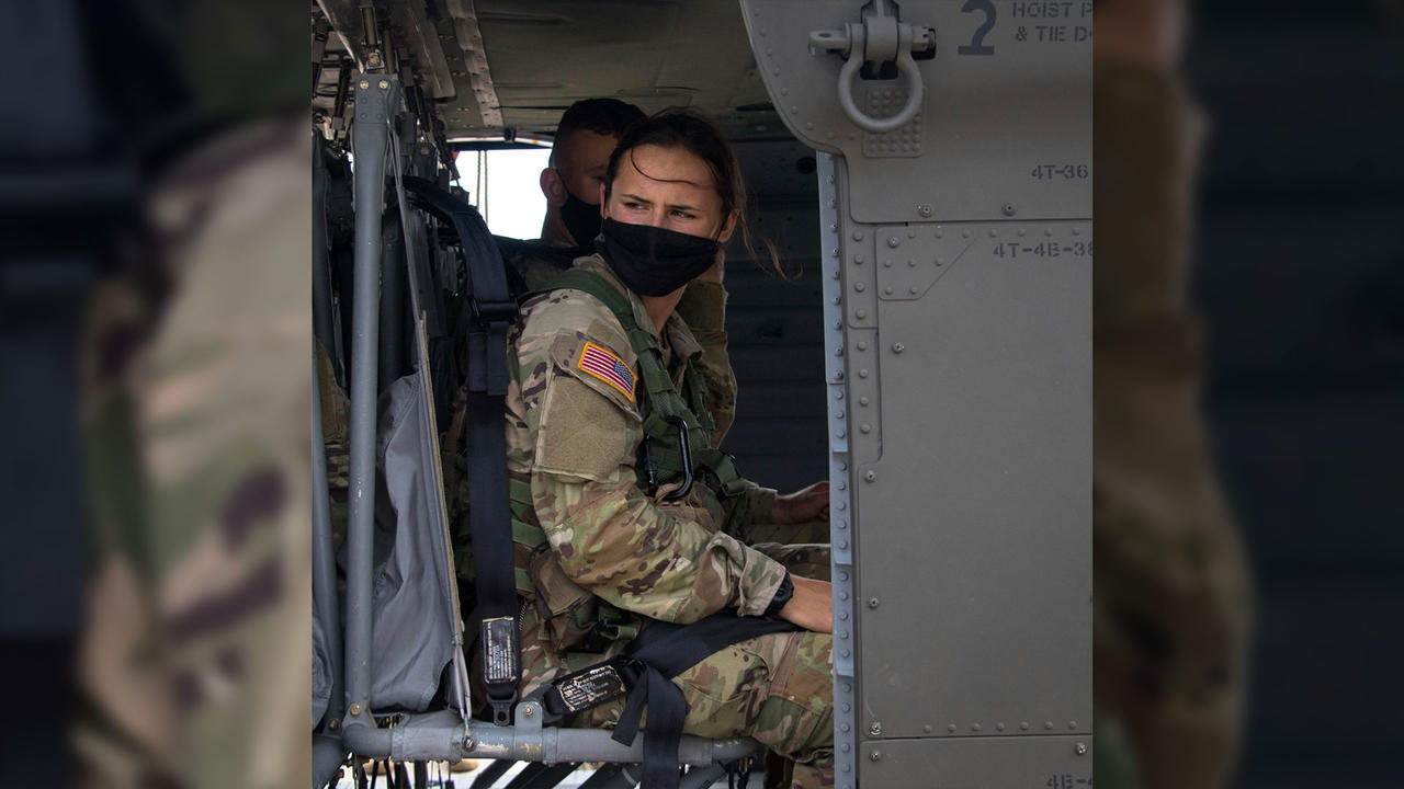 Isabella Van Atten ’21 in a helicopter