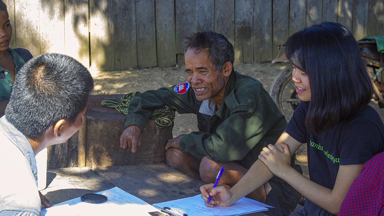 Yuxi doing field research in cambodia