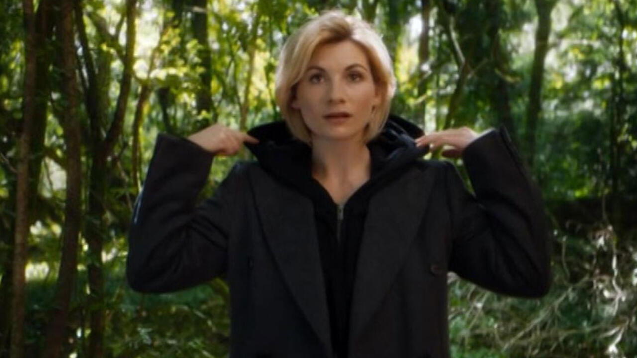 Jodie Whittaker in film still, trailer for Dr. Who, season 11
