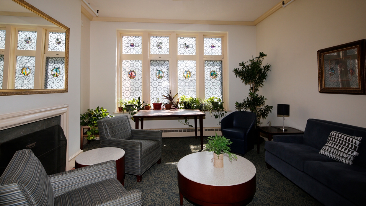 A view of the newly rennovated living room in Pomeroy Hall.