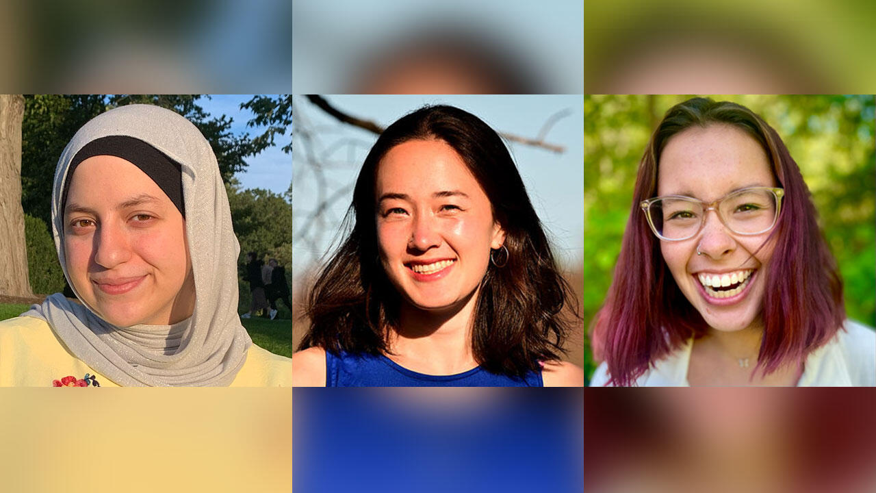Headshots of three Wellesley College seniors who were recently awarded Watson Fellowships.
