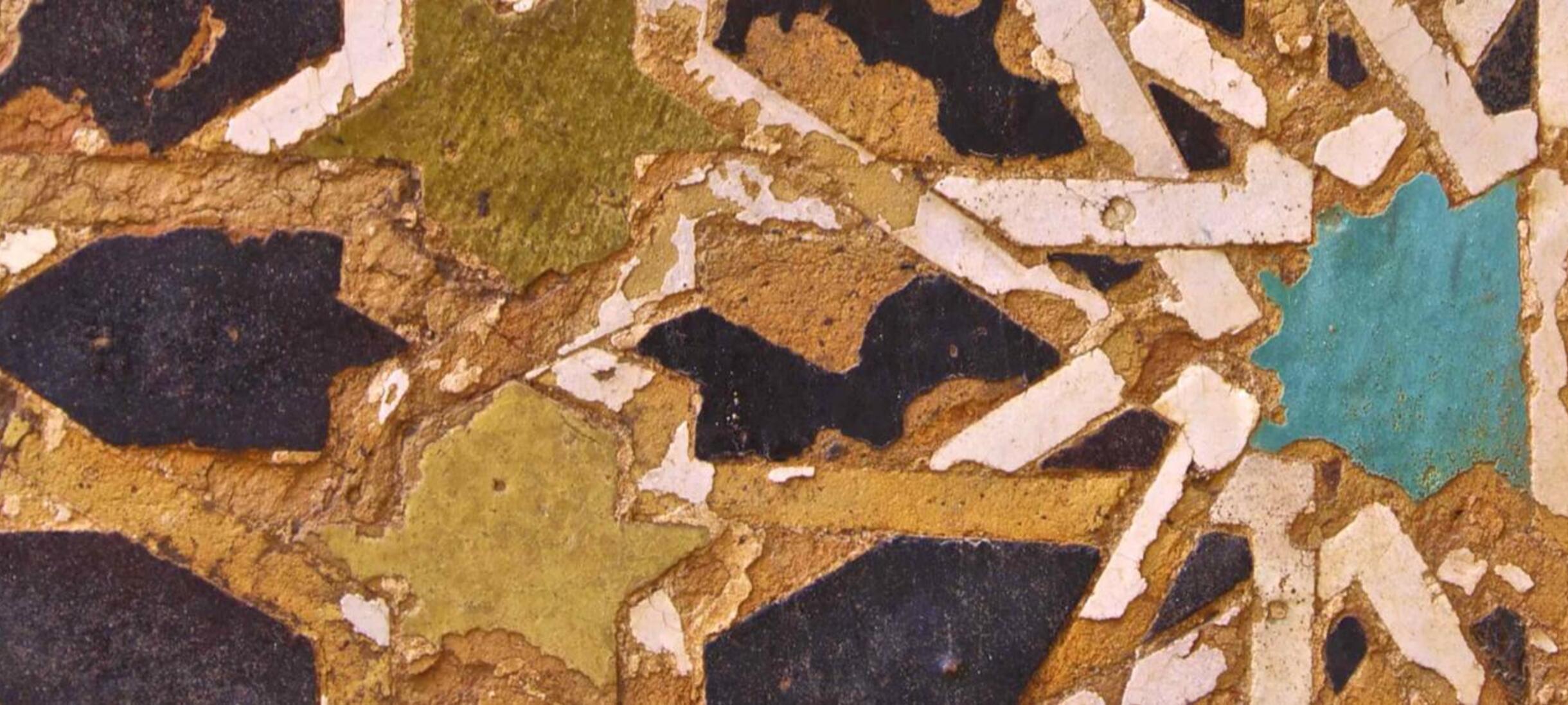 Fragment of Zellige (Moroccan mosaic tiles) from 14th century ruins of Chellah, Morocco