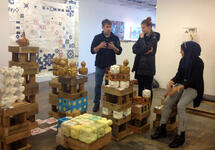 Students visit Andy Mowbray's show at Lamontagne Gallery, Boston