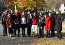 ARTH 380 students on research field trip with Professors Jacki Musacchio and Martha McNamara