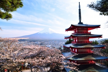 Mount Fiji and Traditional Japanese building