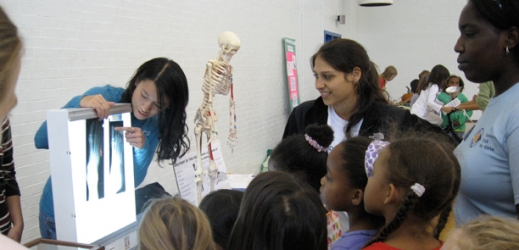 students in class studying x-rays