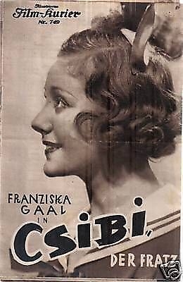Advertisement for "Csibi der Fratz" (1934), by exiled director Max Neufeld, starring exiled actress Franziska Gaa