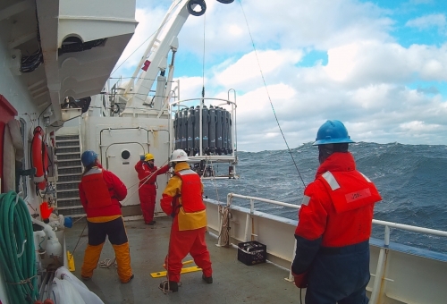 Scientists aboard the first research cruise of the Northeastern Shelf (NES) LTER project 